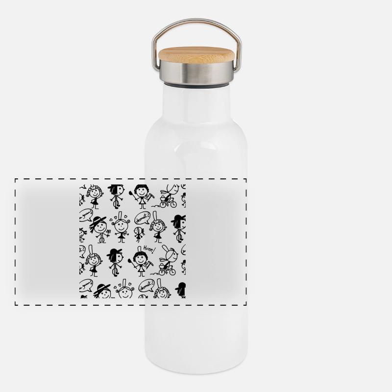 petits personnages bretons Gourde isotherme avec bouchon en bambou