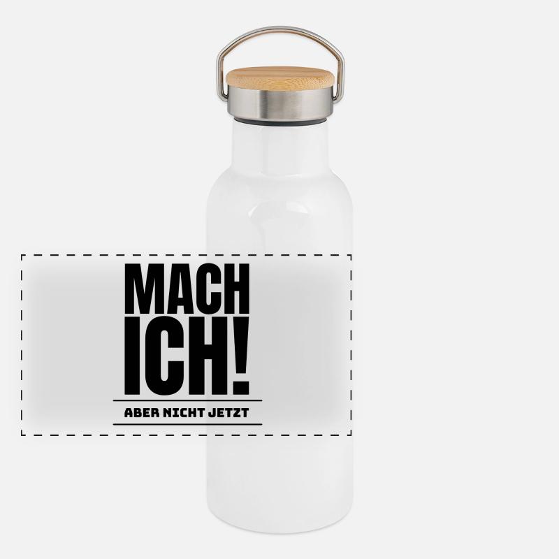 Mach ich - Aber nicht jetzt! - Panorama Thermosflasche mit Bambusdeckel - Weiß