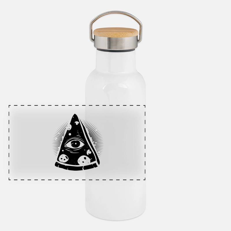 PIZZA ILLUMINATI | LUSTIGES PYRAMIDEN DESIGN IDEE Panorama Thermosflasche mit Bambusdeckel