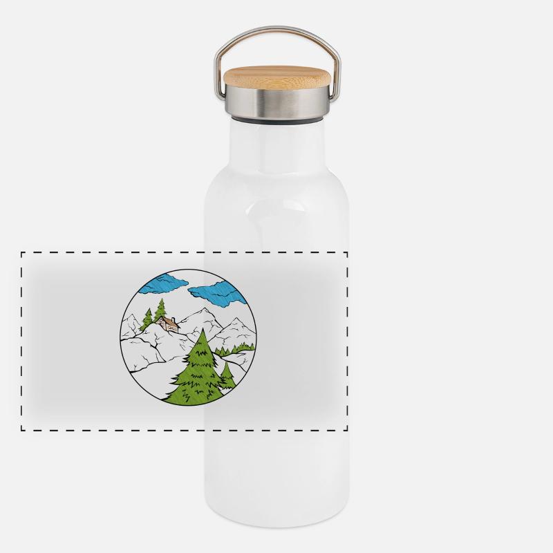 mountain hut Panoramic Thermal Bottle with Bamboo Lid