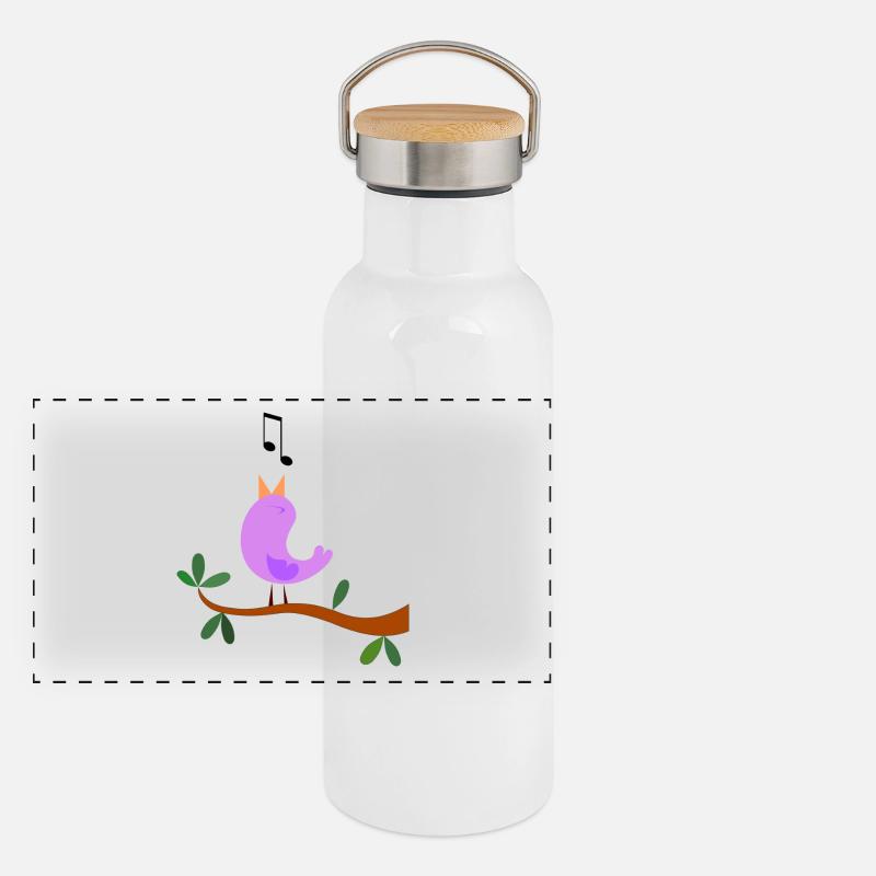 Singvogel - süßer Vogel Panorama Thermosflasche mit Bambusdeckel