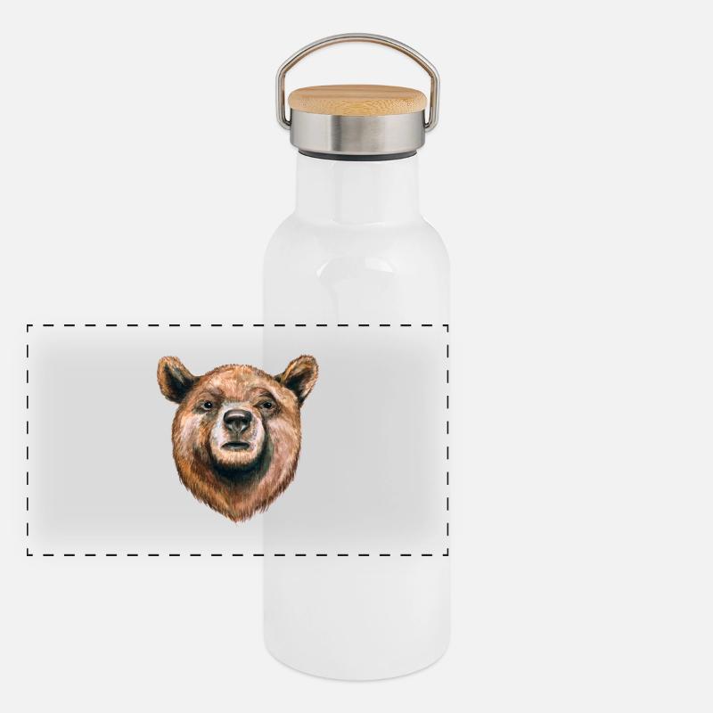 Bär Panorama Thermosflasche mit Bambusdeckel