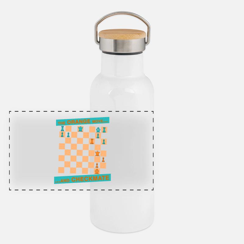 Die ORANGE Bewegung ... und CHECKMATE - Schultergurte Panorama Thermosflasche mit Bambusdeckel