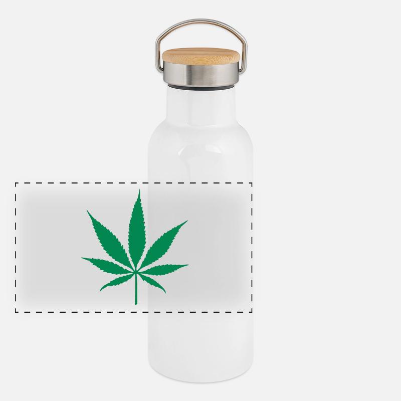 weed leaf Gourde isotherme avec bouchon en bambou