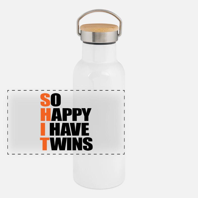 So glücklich, dass ich Zwillinge habe Lustige Schwangerschaft Mutterschaft Panorama Thermosflasche mit Bambusdeckel