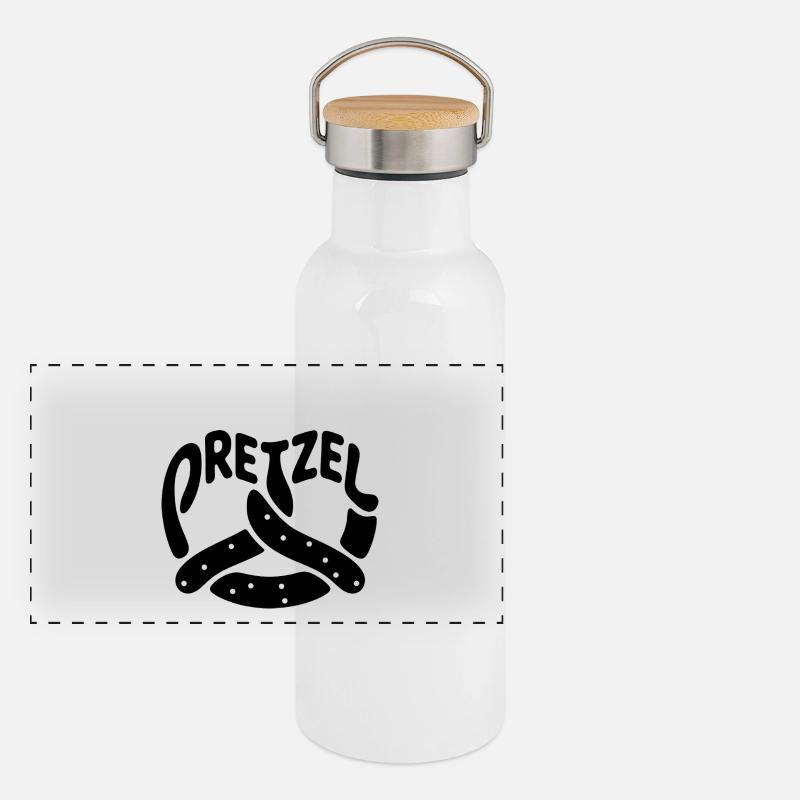 Pretzel - Cool Bakery Logo Panoramic Thermal Bottle with Bamboo Lid