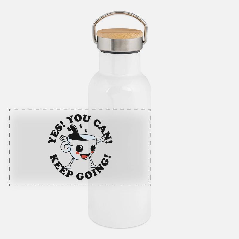Emotionale Unterstützung Kaffee Panorama Thermosflasche mit Bambusdeckel
