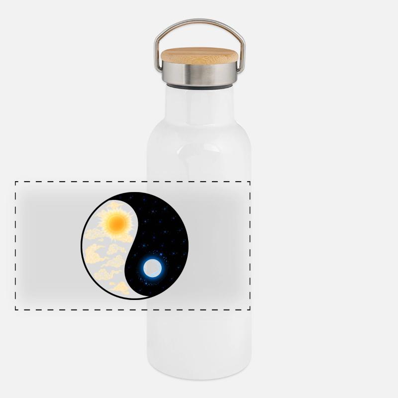 Yin Yang - Panoramic Thermal Bottle with Bamboo Lid - white