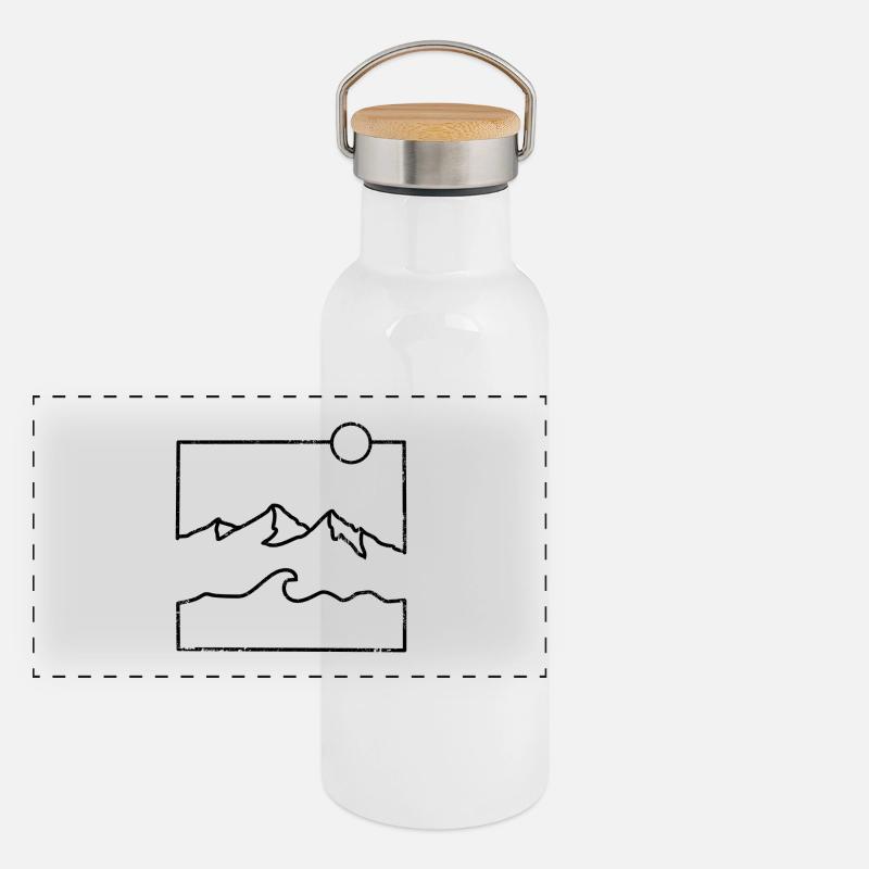 Warten auf Design Panorama Thermosflasche mit Bambusdeckel