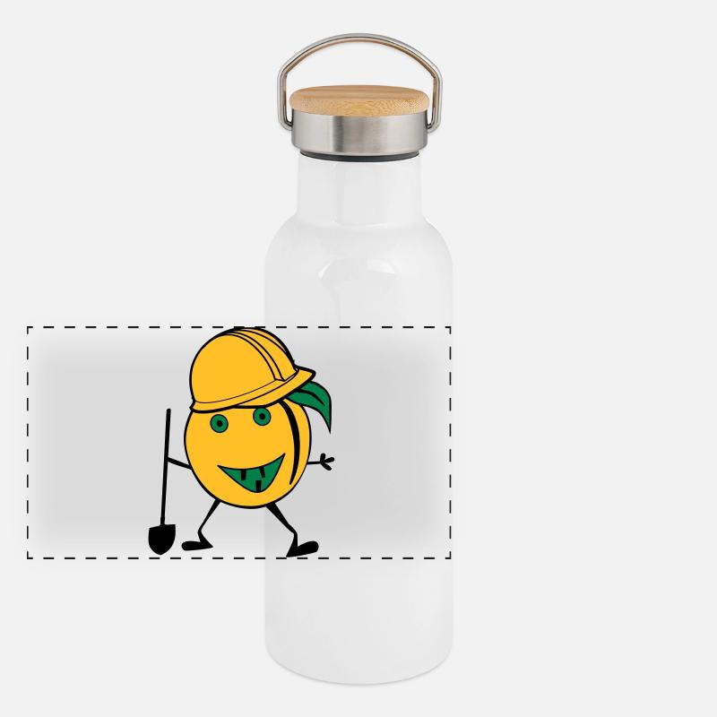 travailleur de la construction d'orange Gourde isotherme avec bouchon en bambou