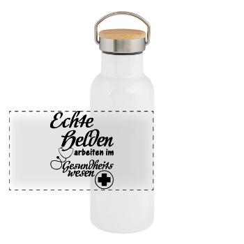 Gesundheitswesen Helden Medizin, Geschenk - Panorama Thermosflasche mit Bambusdeckel - Weiß - Vorne