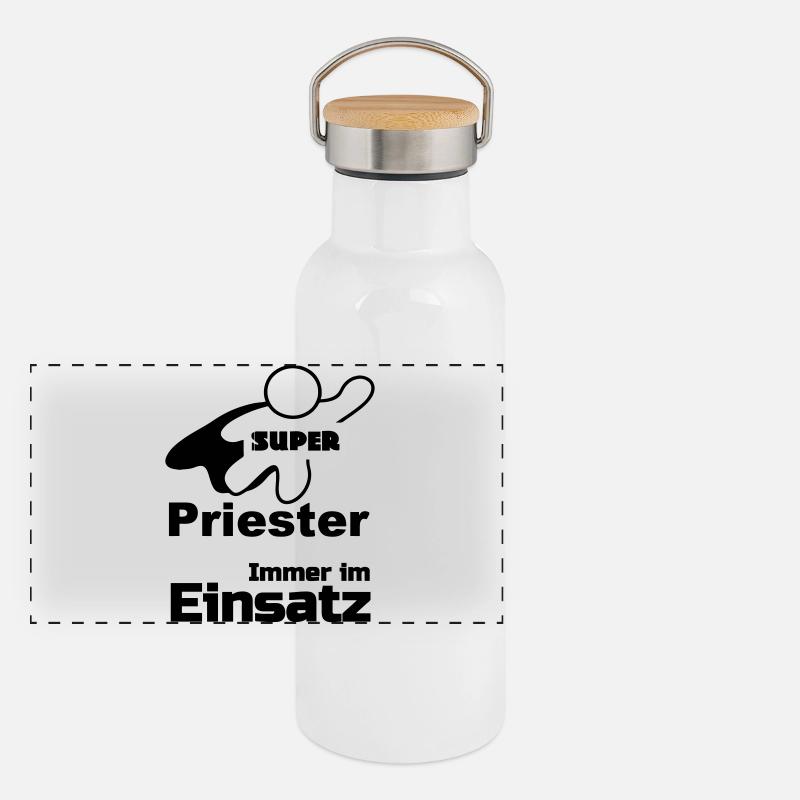 Super Priester Geschenk Panorama Thermosflasche mit Bambusdeckel