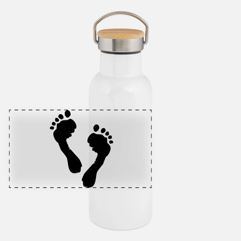 Füsse Silhouette Panorama Thermosflasche mit Bambusdeckel