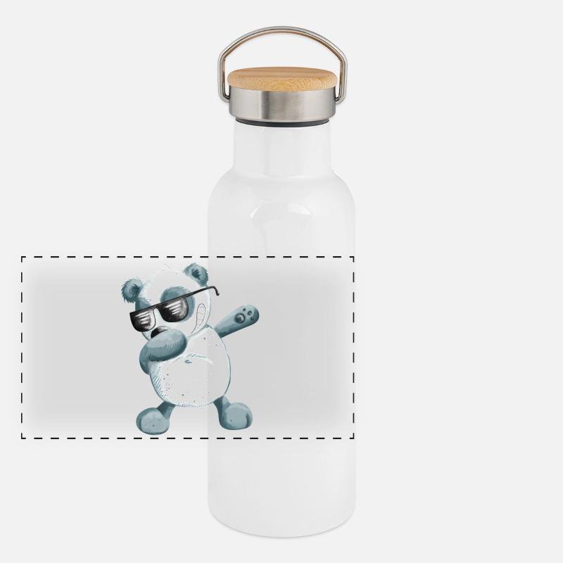 Dabbender Panda I Dab Dance Tiere I Dabbing Bär Panorama Thermosflasche mit Bambusdeckel