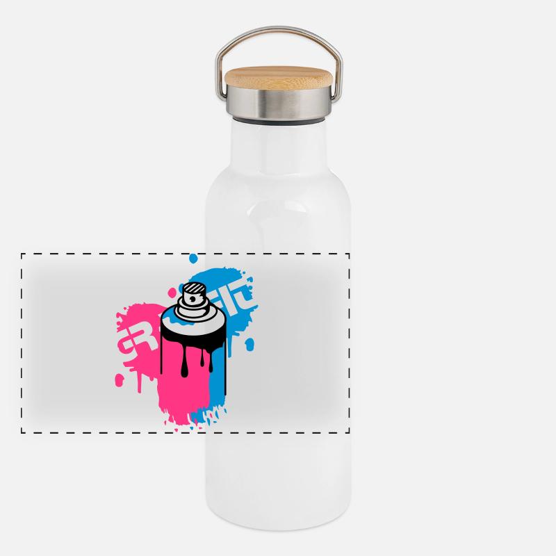 spray can Graffiti Style Panoramic Thermal Bottle with Bamboo Lid