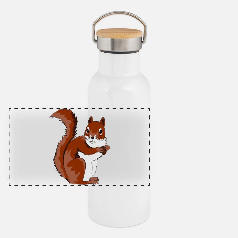 Illustration d’écureuil mignon Gourde isotherme avec bouchon en bambou