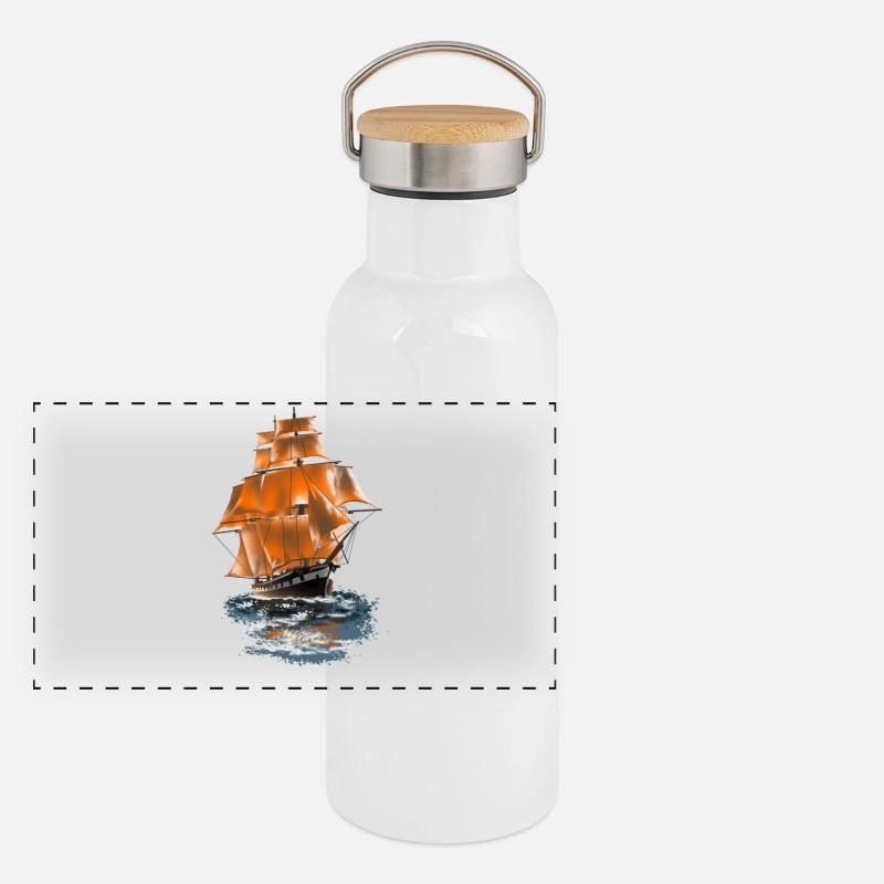 sailing ship Panoramic Thermal Bottle with Bamboo Lid