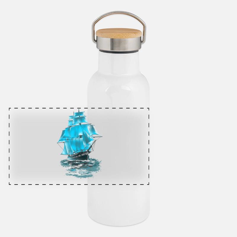 sailing ship Panoramic Thermal Bottle with Bamboo Lid
