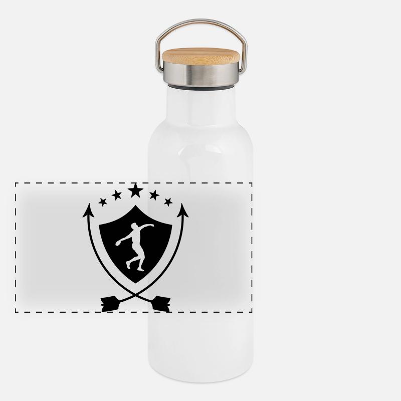Speerwurf / Diskuswurf / Kugelstoßen / Hammerwurf Panorama Thermosflasche mit Bambusdeckel