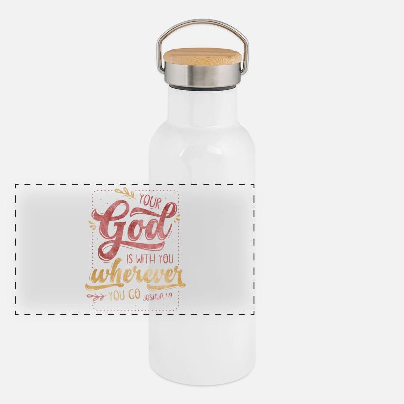 Your God Is With You Panorama Thermosflasche mit Bambusdeckel
