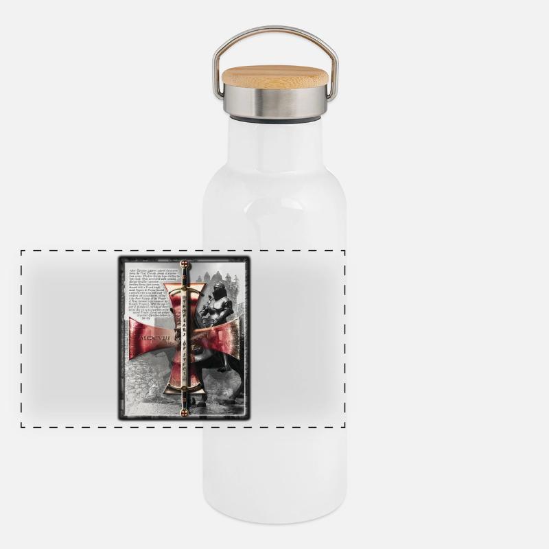 Templer aus Stahl - Der Brief (halbdunkle Version) Panorama Thermosflasche mit Bambusdeckel