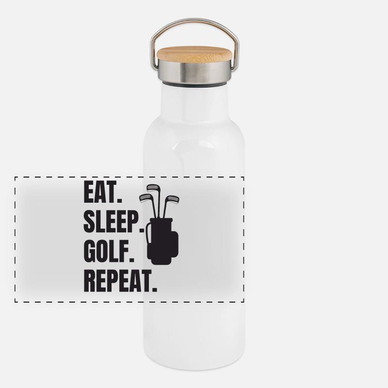 Golf-Humor Panorama Thermosflasche mit Bambusdeckel