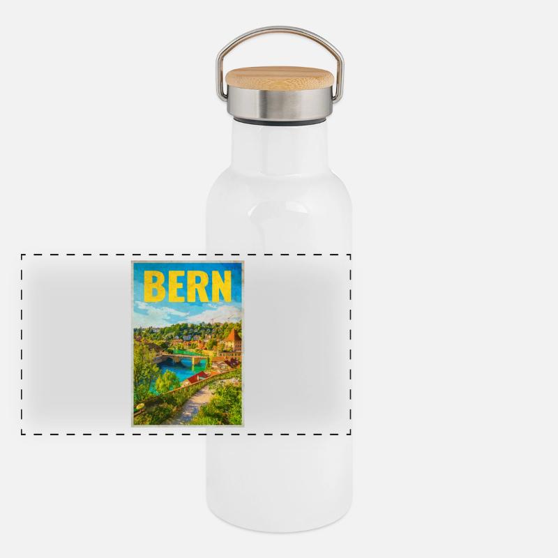 Bern Panorama Aare & Old Town Panoramic Thermal Bottle with Bamboo Lid