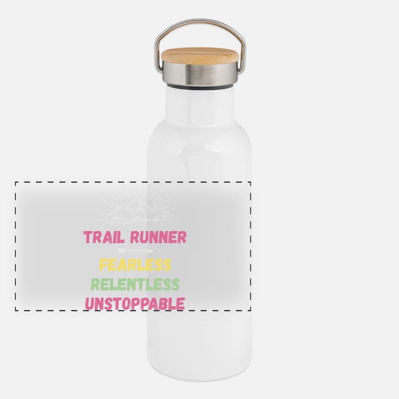 Trail Runner - Intrépide. Implacable. Imparable. Gourde isotherme avec bouchon en bambou