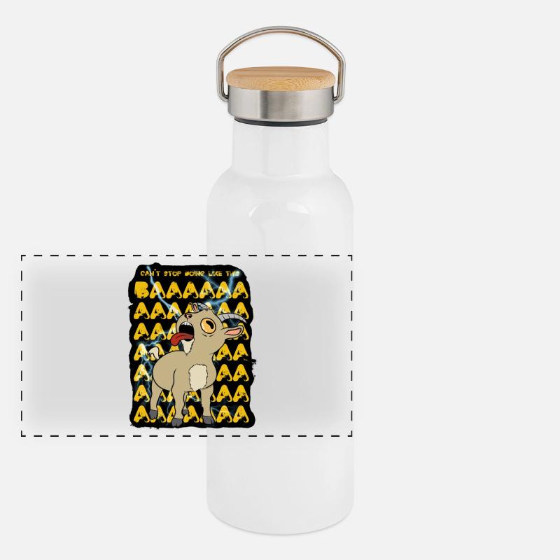 Thunderstorm goat Panoramic Thermal Bottle with Bamboo Lid