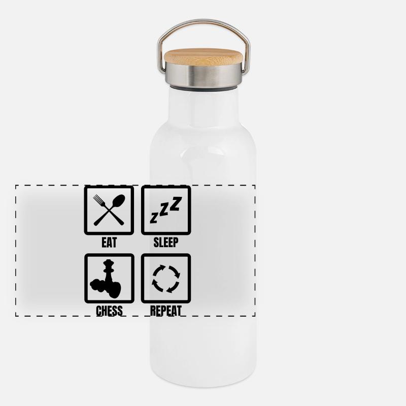 Chess Routine Panoramic Thermal Bottle with Bamboo Lid