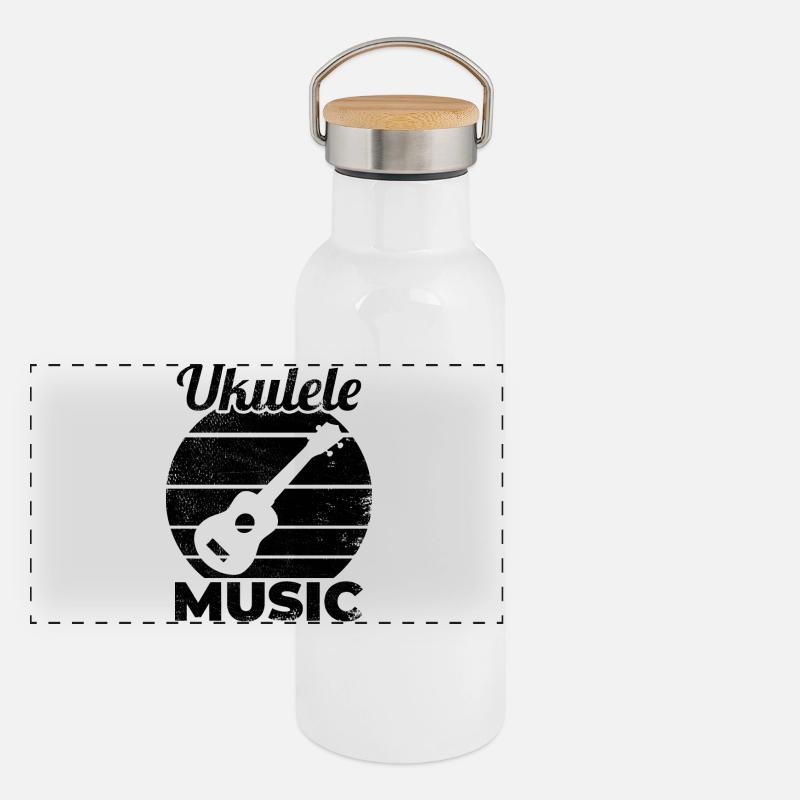 Ukulele Musik Panorama Thermosflasche mit Bambusdeckel