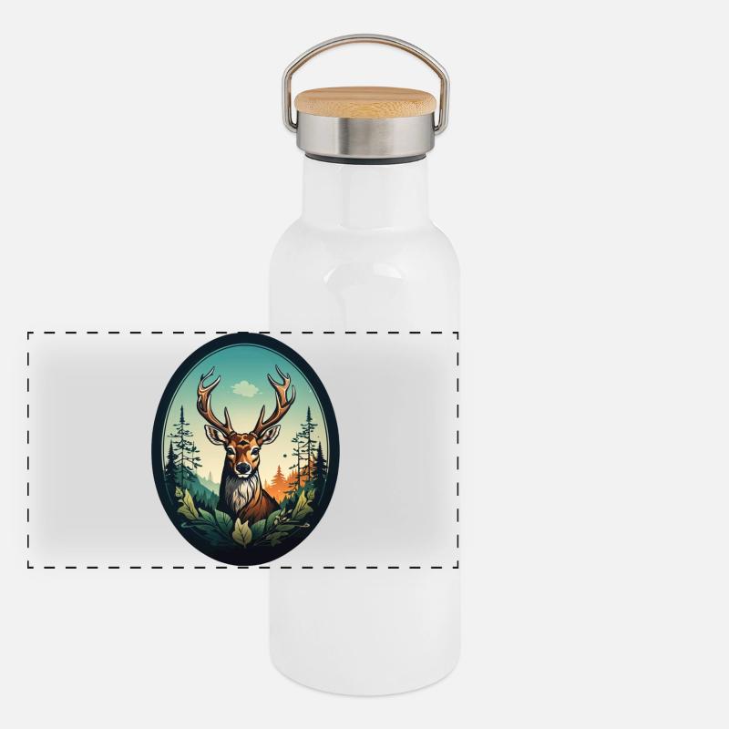 Reindeer Panoramic Thermal Bottle with Bamboo Lid