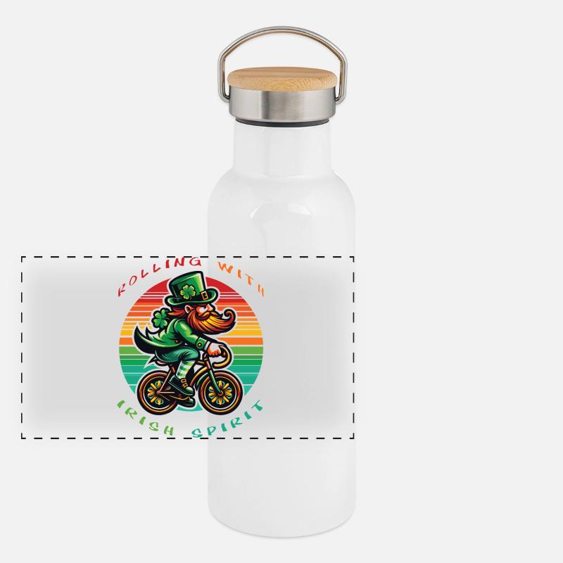 Leprechaun Cycling Saint-Patrick Gourde isotherme avec bouchon en bambou