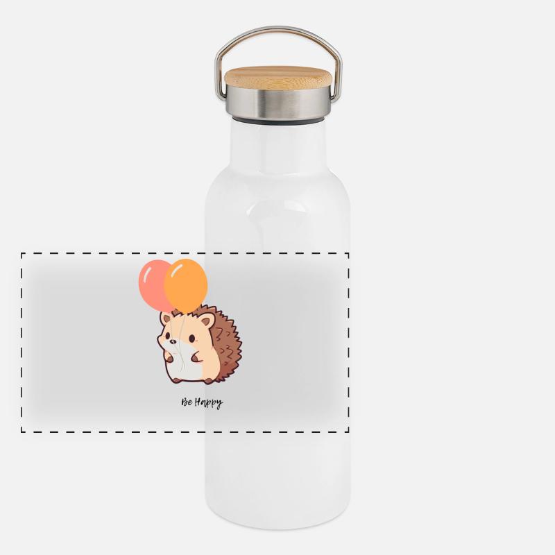 Süßer Igel - Panorama Thermosflasche mit Bambusdeckel - Weiß