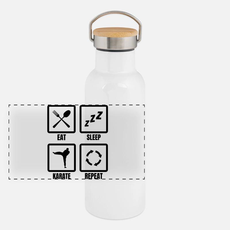Karate Routine Panorama Thermosflasche mit Bambusdeckel