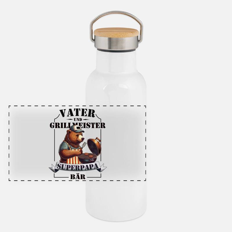 Father & Grill Master – Super Papa Bears Panoramic Thermal Bottle with Bamboo Lid