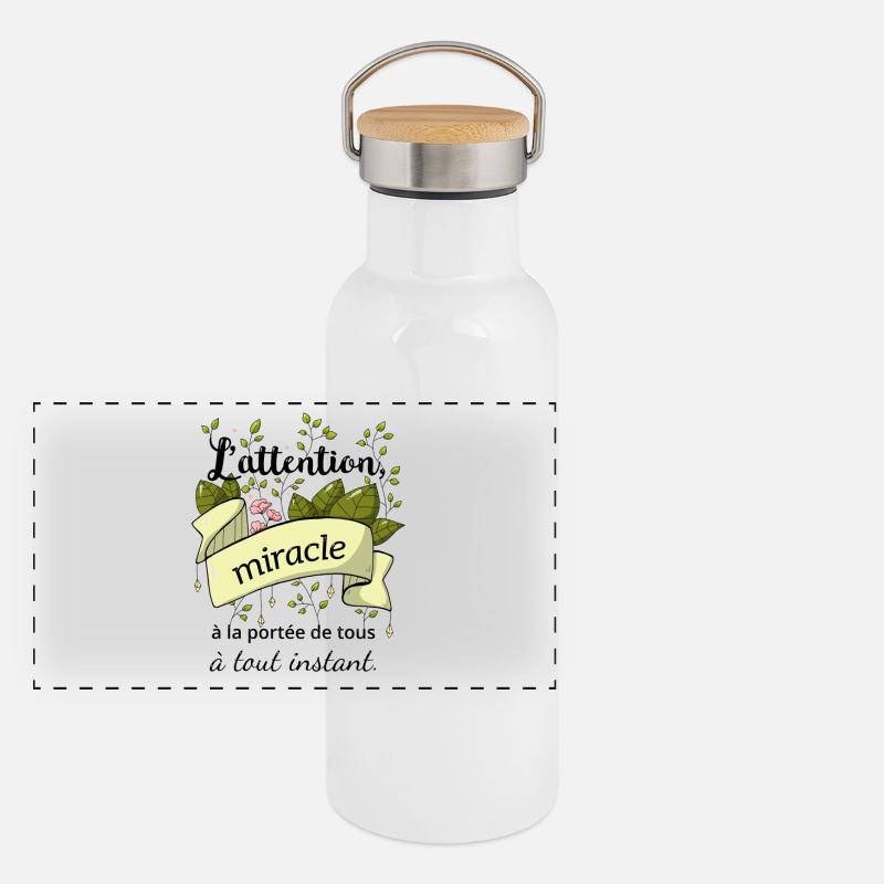 Citation illustrée : l'attention Gourde isotherme avec bouchon en bambou