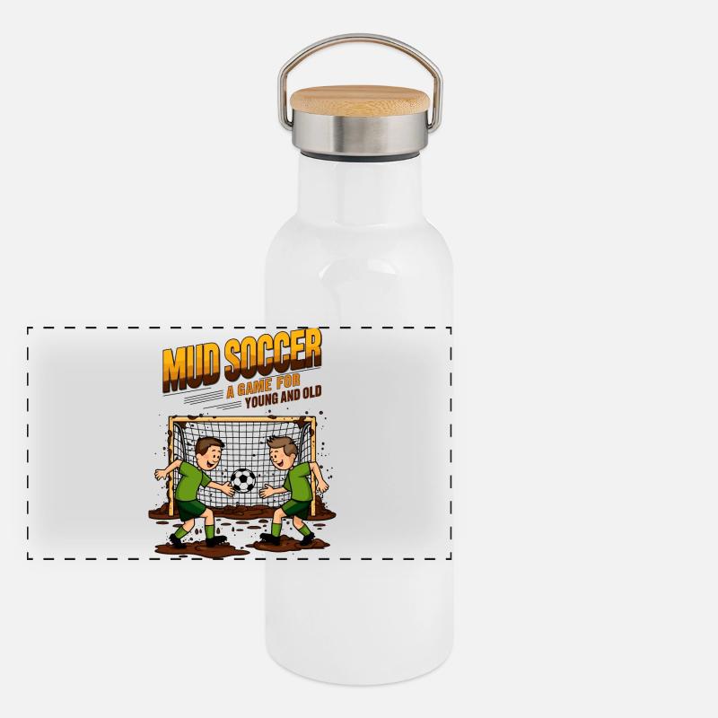 Mud football Panoramic Thermal Bottle with Bamboo Lid