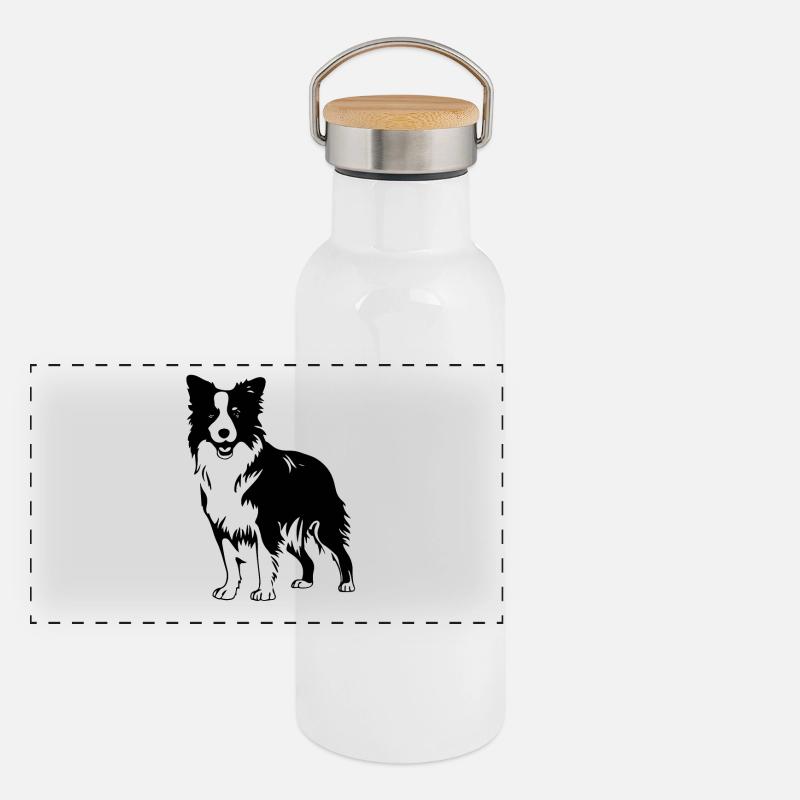 Border collie Panoramic Thermal Bottle with Bamboo Lid