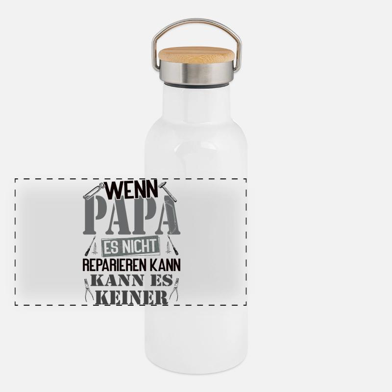If daddy can't fix it, no one can - Panoramic Thermal Bottle with Bamboo Lid - white
