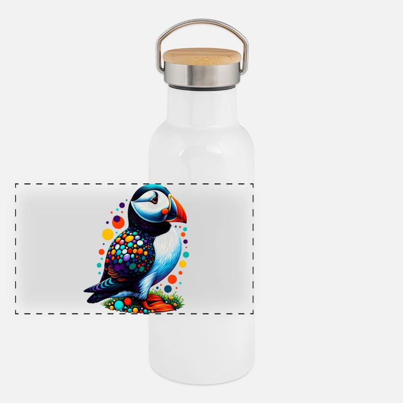 Macareux Gourde isotherme avec bouchon en bambou