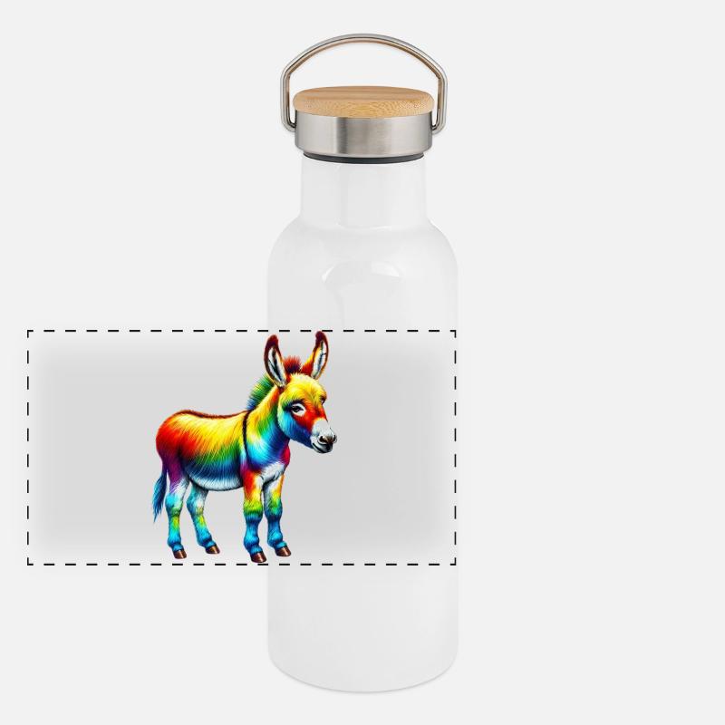 Esel-Maultier Panorama Thermosflasche mit Bambusdeckel