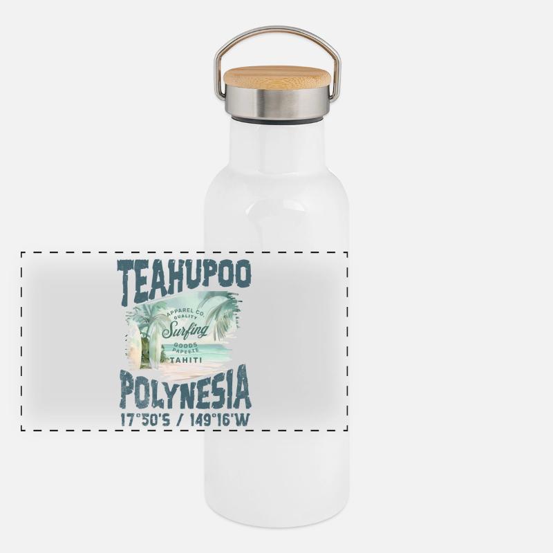 Teahupoo Polynesia Tahiti Panoramic Thermal Bottle with Bamboo Lid
