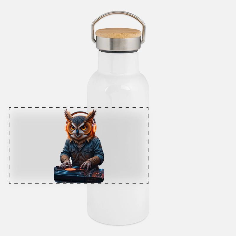 DJ Hibou Gourde isotherme avec bouchon en bambou