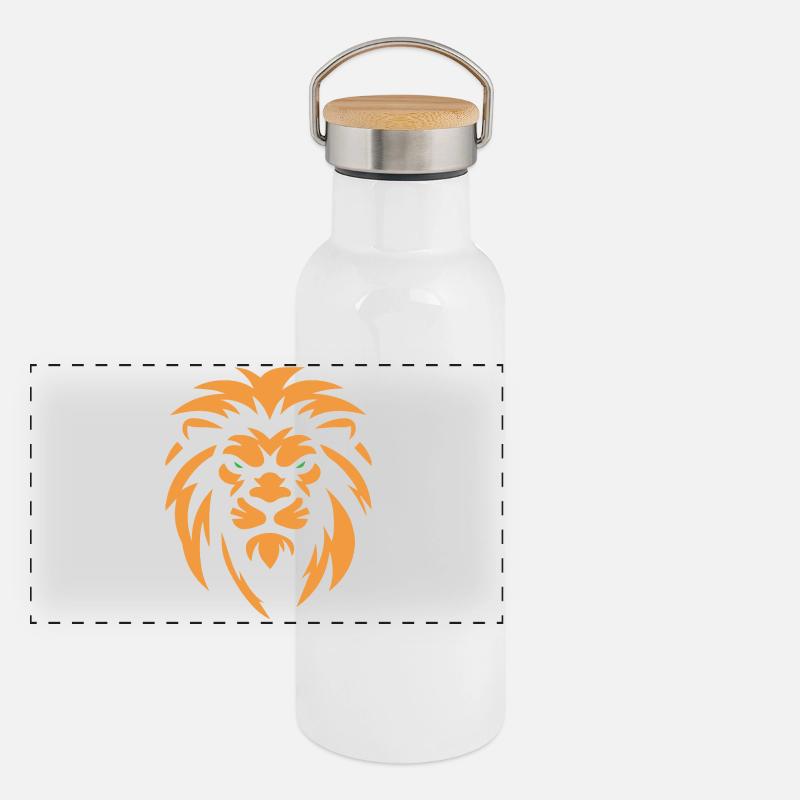 Lion en colère Gourde isotherme avec bouchon en bambou