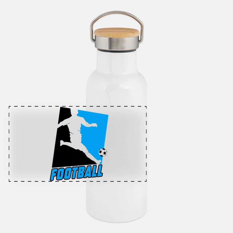 Fußball Panorama Thermosflasche mit Bambusdeckel