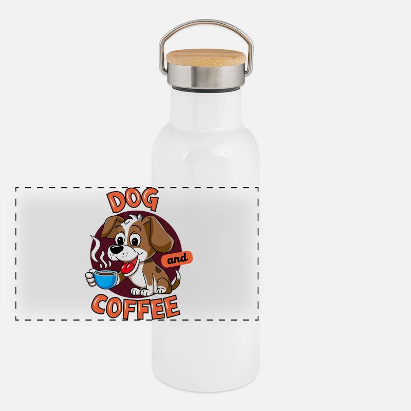 chien et café Gourde isotherme avec bouchon en bambou