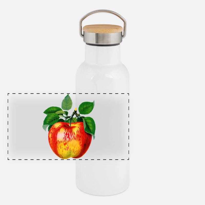 Botanical Apple Vintage Art Panoramic Thermal Bottle with Bamboo Lid