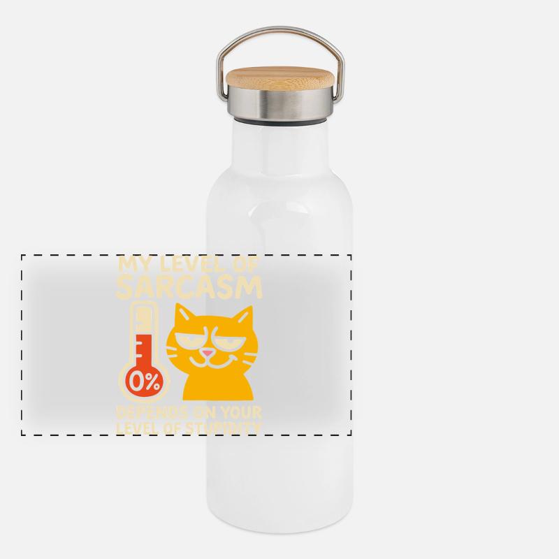 Sassy Cat Sarcasm Graphic Tee Panoramic Thermal Bottle with Bamboo Lid