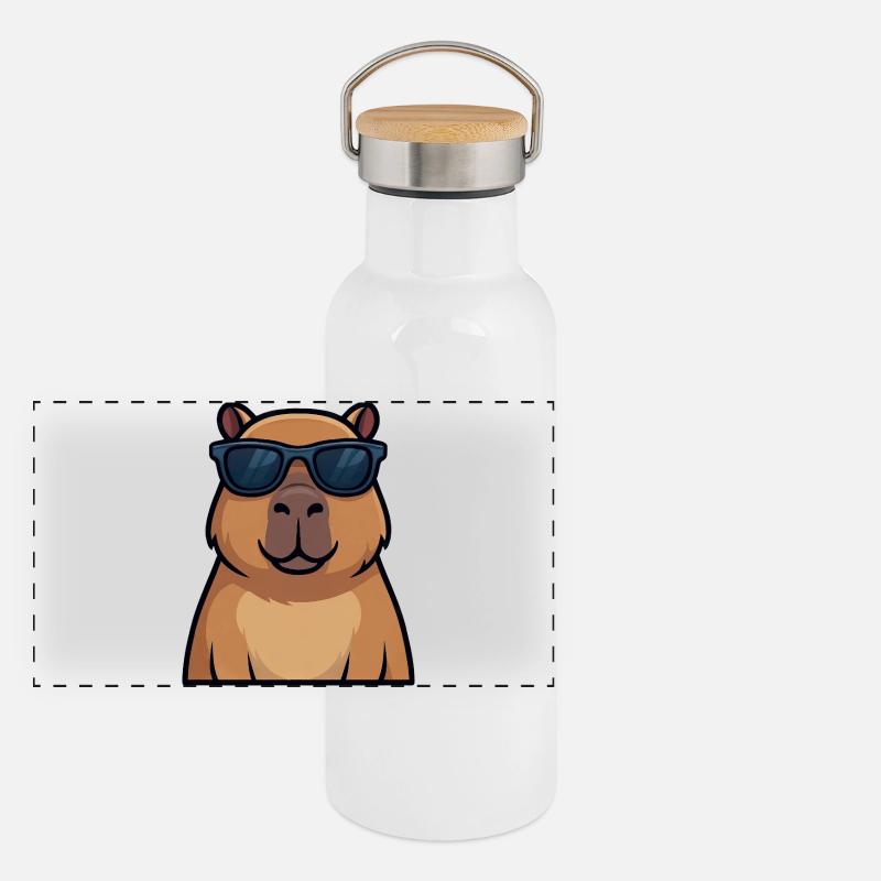 Cool Hamster Capybara Lunettes de soleil Summer Vibes Gourde isotherme avec bouchon en bambou